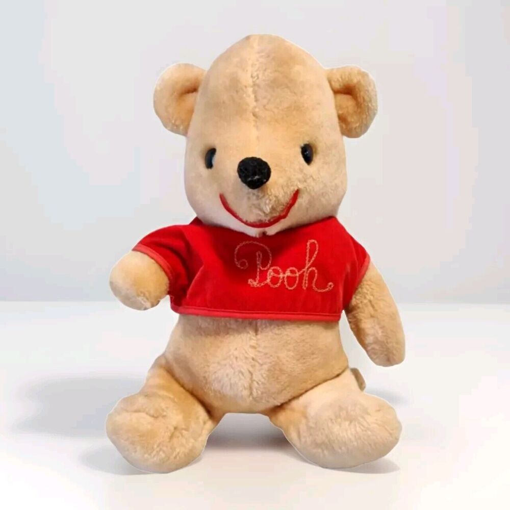 Vintage 1960s Winnie The Pooh 12” Plush w Embroidered Shirt Walt Disney Florida